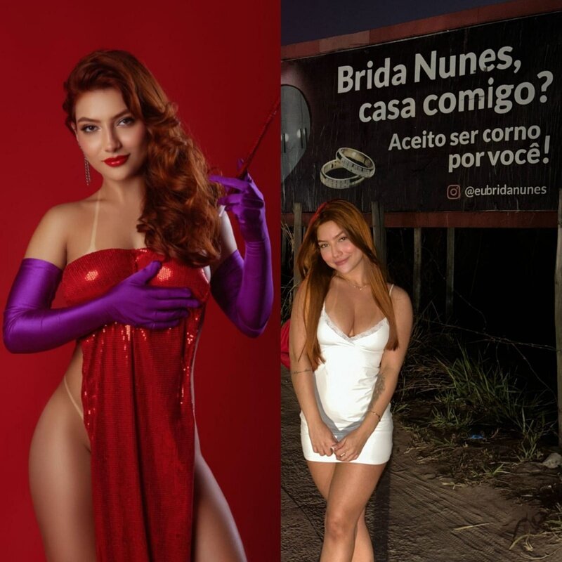 Influencer com o título de Jessica Rabbit das plataformas recebe pedido inusitado em outdoor: “Aceito ser corno por você”